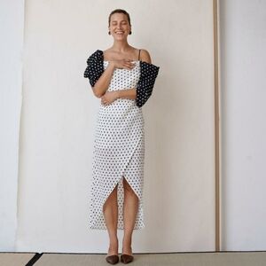 NWT REJINA PYO‎ BLACK WHITE LAYLA SEERSUCKER DRESS US 6 UK 10